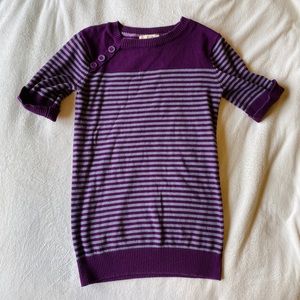 Purple and gray striped boatneck top